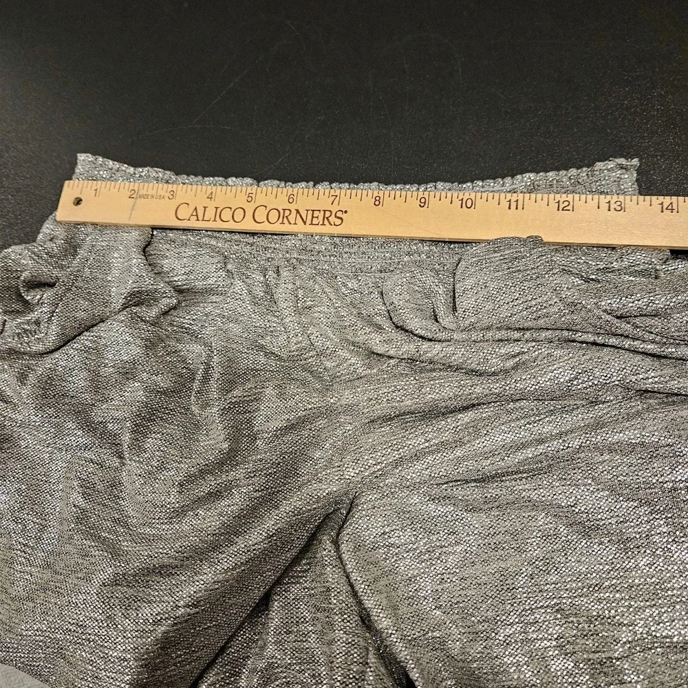 Anthropologie Metallic Silver Jogger Pants‎ Smocked Waist OB1241973 Womens M - Picture 7 of 8